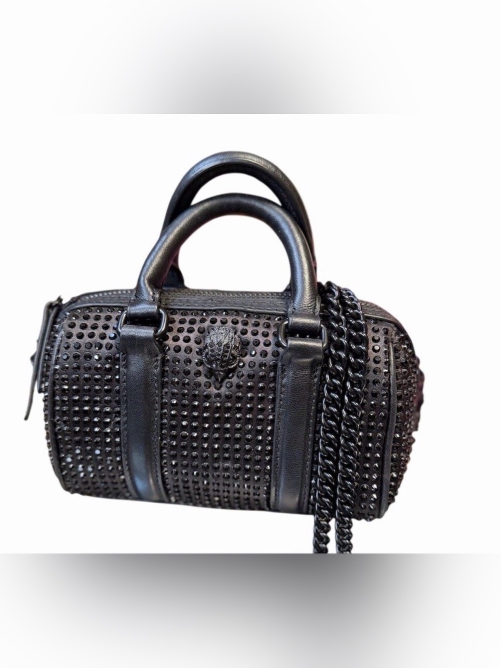 Kurt Geiger London Kensington Mini Satchel Black Studded Crossbody Chain Strap